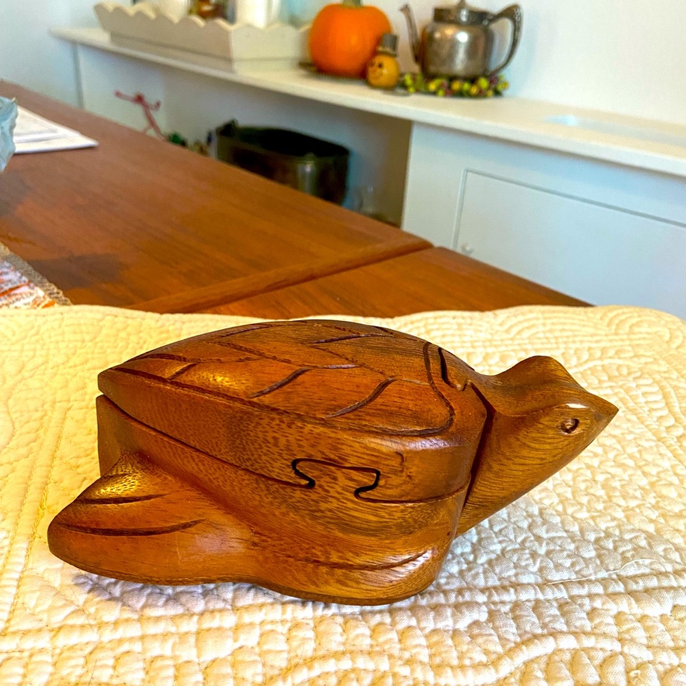Wooden turtle puzzle box